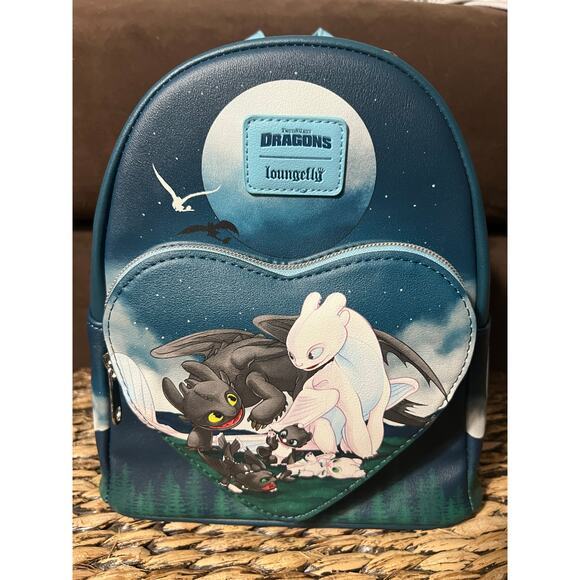 Loungefly How Train Your Dragon Toothless Light Fury Babies Backpack Wallet READ - Picture 2 of 10